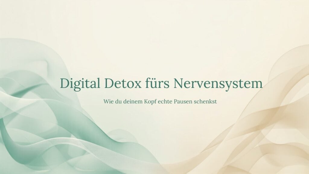 Digital Detox fürs Nervensystem – ruhige abstrakte Lichtwellen in sanften Farben, Quantum Health Synergy
