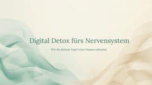 Digital Detox fürs Nervensystem – ruhige abstrakte Lichtwellen in sanften Farben, Quantum Health Synergy