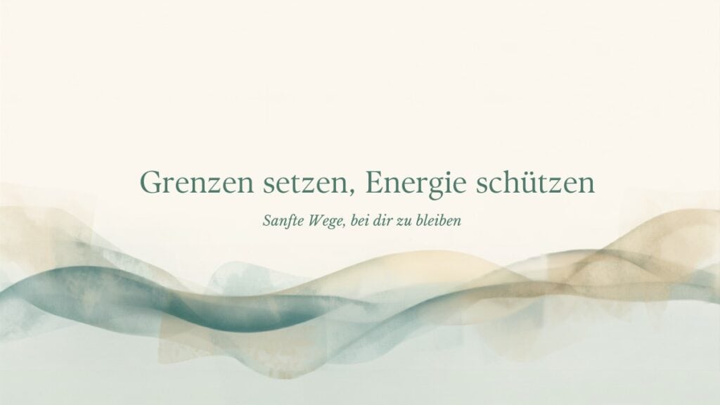 Grenzen setzen und Energie schützen – ruhige abstrakte Wellen in Salbeigrün und Sandtönen, Quantum Health Synergy
